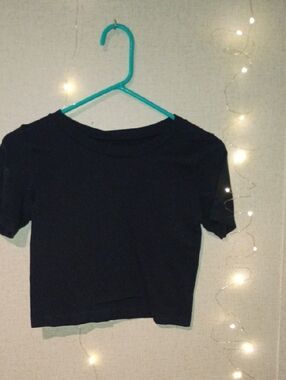Kids Black Short Sleeve Crop Tee - Unbranded